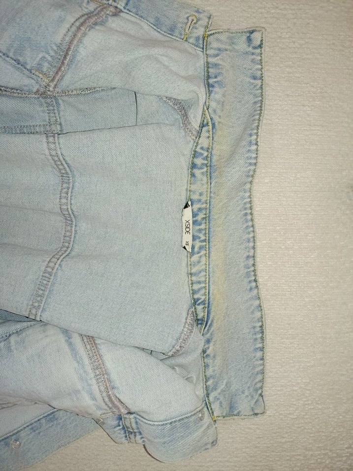 Düğmeli Mavi Midi Denim Ceket - Görsel 3