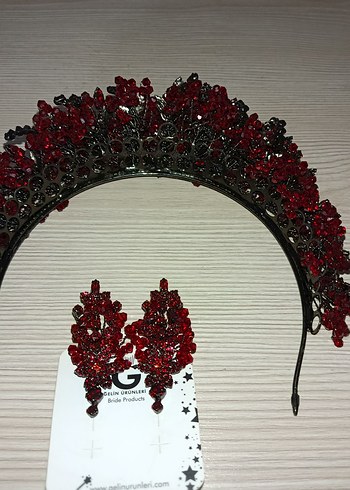 Bordo Boncuklu Örgü Saç Aksesuarı - Görsel 3