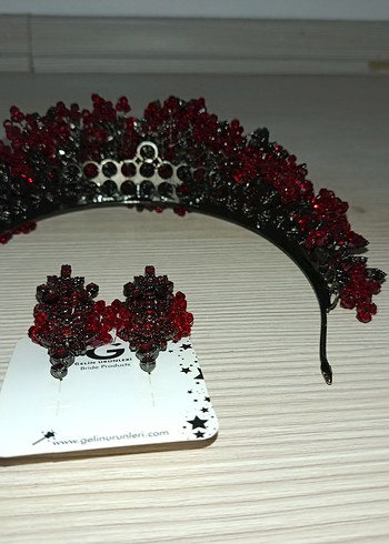 Bordo Boncuklu Örgü Saç Aksesuarı - Görsel 4