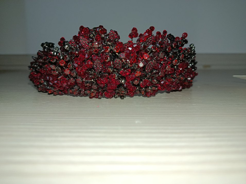 Bordo Boncuklu Örgü Saç Aksesuarı - Görsel 2