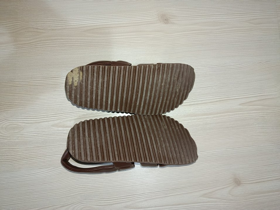 Kahverengi Deri Kadın Dolgu Topuklu Sandalet - Görsel 3