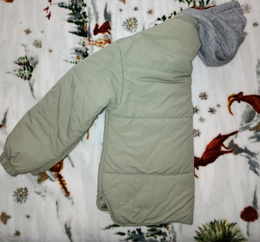 Gri Kapüşonlu Kadın Kışlık Mont - Görsel 4