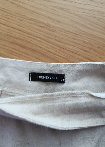 Bej Keten Hamile Mini Şort - Görsel 2