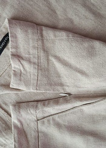 Bej Keten Hamile Mini Şort - Görsel 4