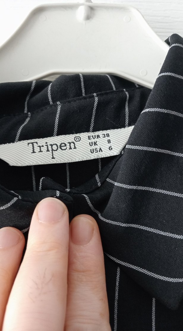 Düğmeli Siyah Çizgili  Kadın tunik - Görsel 3