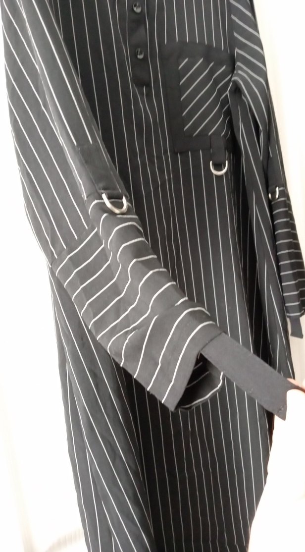 Düğmeli Siyah Çizgili  Kadın tunik - Görsel 2