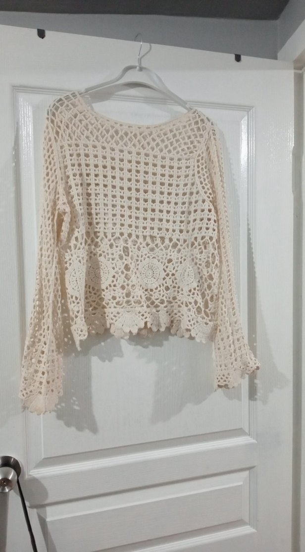 Bohem Tarzı El Örgüsü Dantel Kumas 40 42 beden uyumlu - Görsel 3