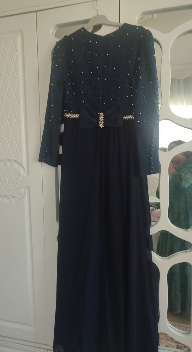 Kadın Lacivert Uzun Abiye Elbise - Görsel 2