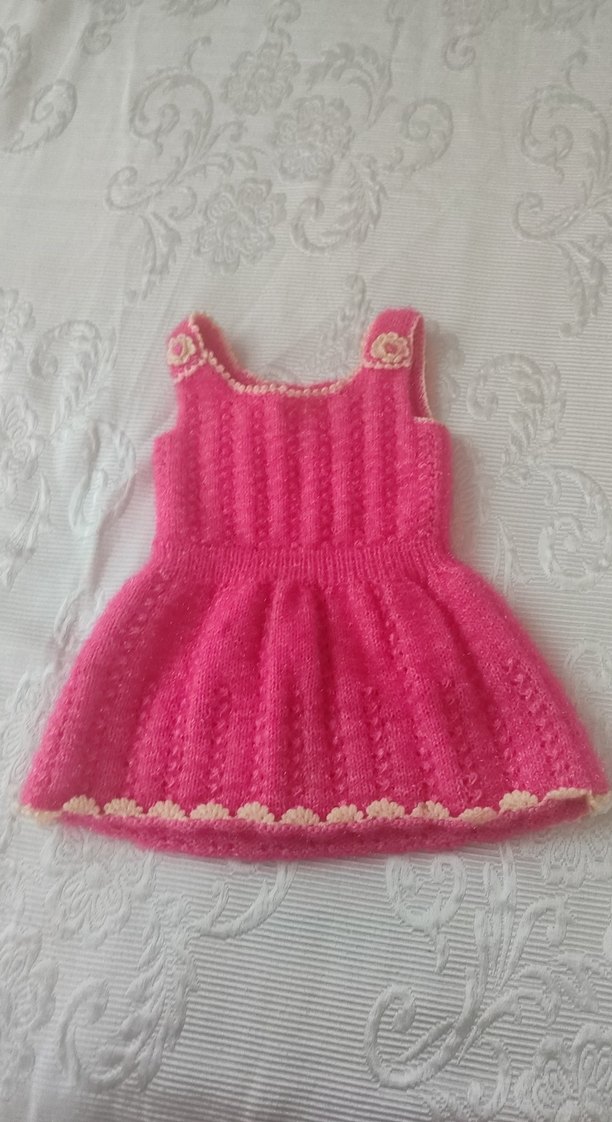 Pembe Örgü Kız Çocuk Elbisesi - Görsel 2