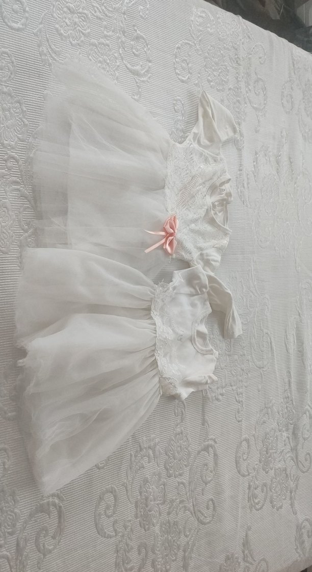 Klasik Vintage Kız Çocuk Beyaz Elbise - Görsel 2