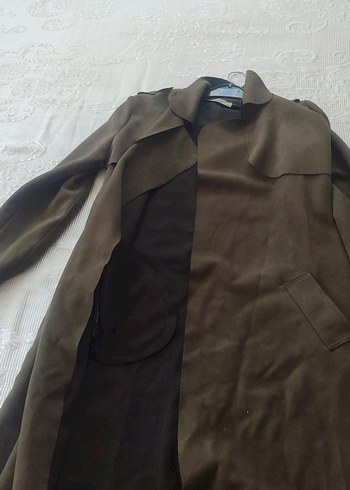 Kahverengi Süet Kadın Uzun Trençkot - Görsel 2