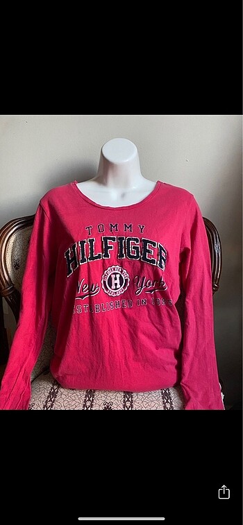 tommy hilfiger pembe uzun kollu tisort