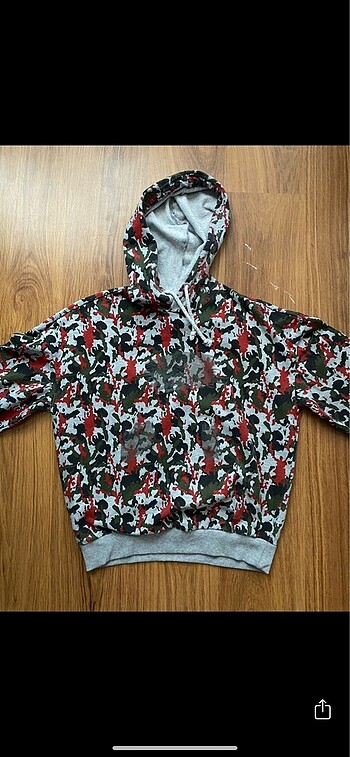 askeri desenli koton sweatshirt