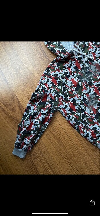 m Beden askeri desenli koton sweatshirt