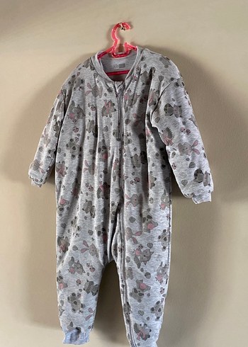HelloBaby Fermuarlı Gri Kız Bebek Tulum
