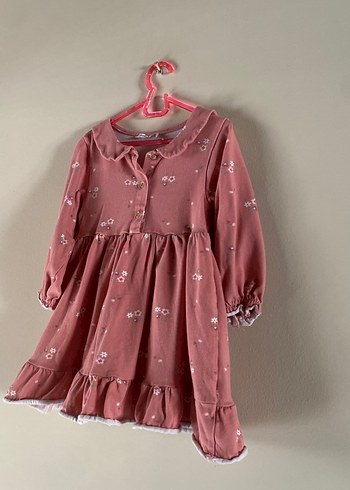 HelloBaby Pembe Fırfırlı Uzun Kollu Kız Elbisesi