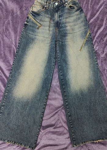 Diğer Yuksek Bel Genis Paca Denim Jean