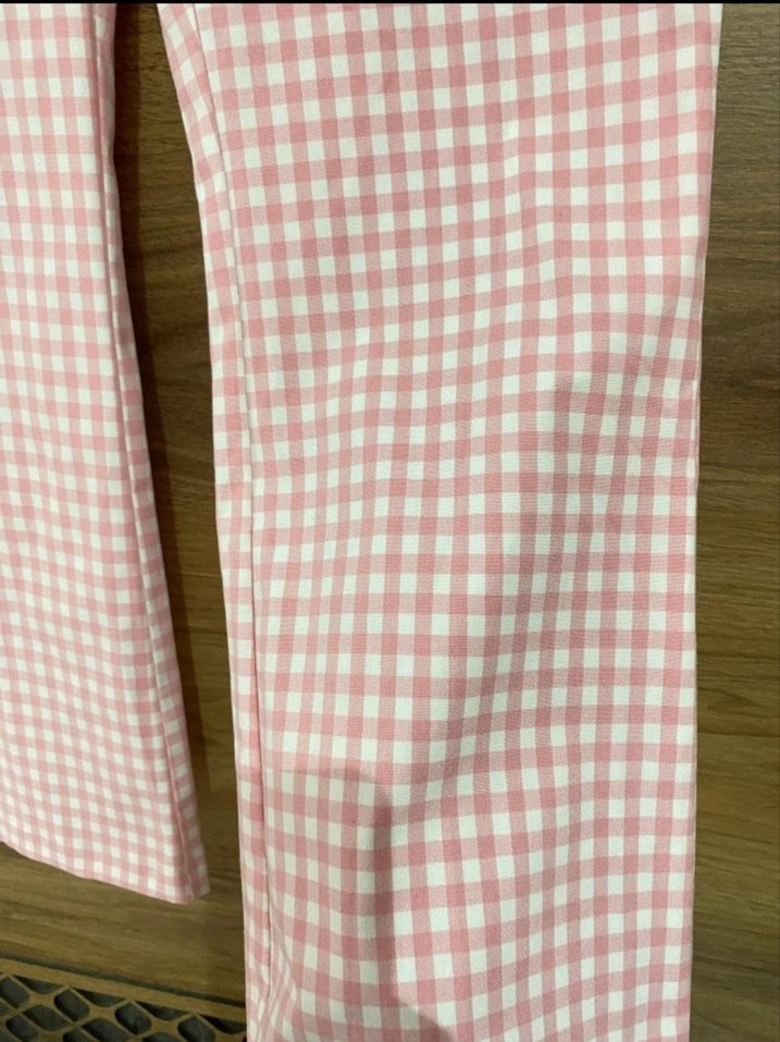 Pembe Beyaz Gingham Blazer Ceket — görsel 4/5
