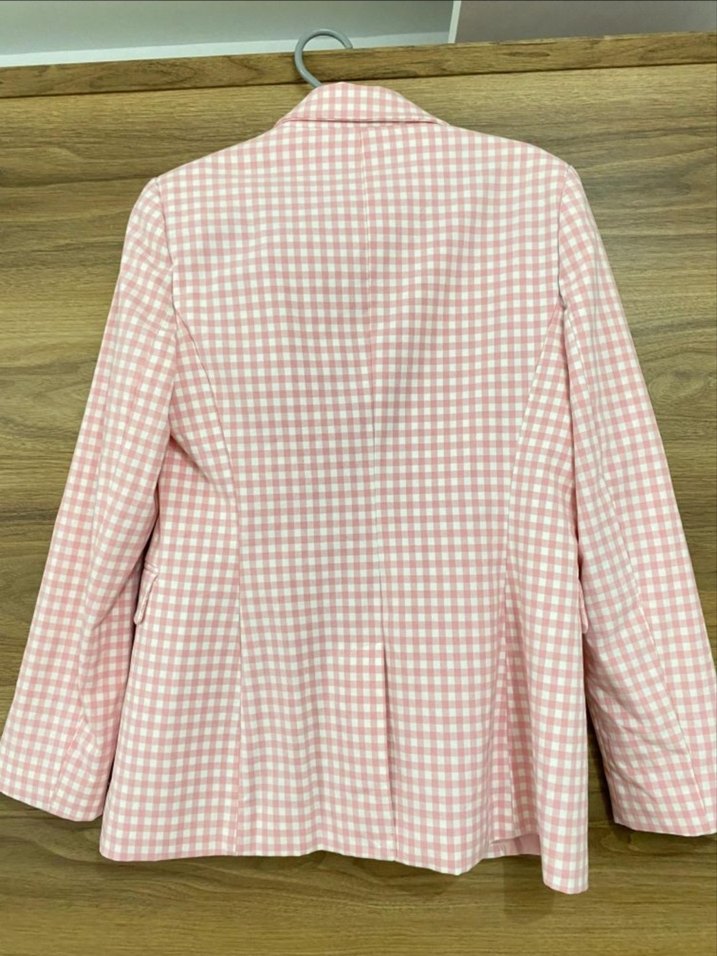 Pembe Beyaz Gingham Blazer Ceket — görsel 2/5