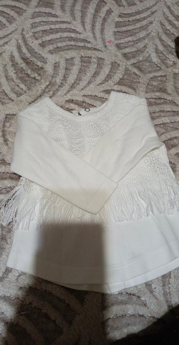 Kız Çocuk Beyaz Dantel Detaylı Bluz - Görsel 2