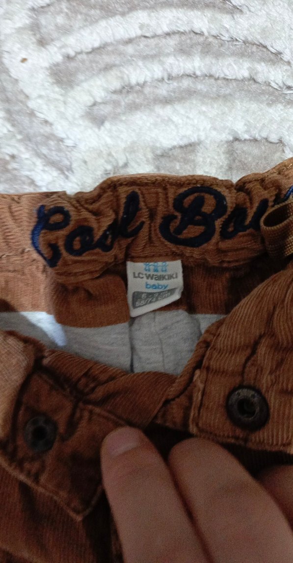 Düğmeli Kahverengi Erkek Çocuk Keten Pantolon - Görsel 2