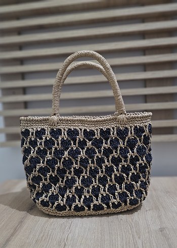 Lacivert Nakışlı Bohem Kadın Örgü Çanta - Görsel 3