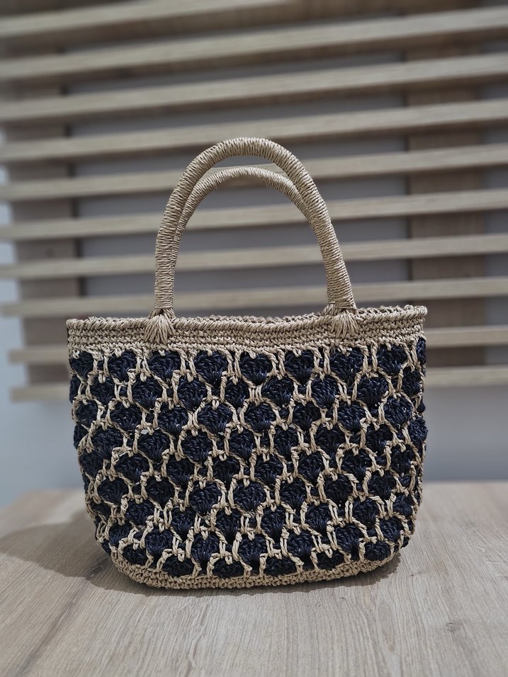 Lacivert Nakışlı Bohem Kadın Örgü Çanta - Görsel 3