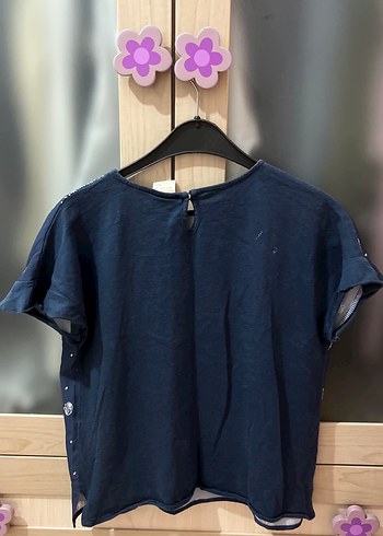 Zara Bohem Kısa Kollu Desenli Mavi Bluz