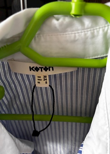 Koton mavi beyaz crop gömlek - Görsel 2