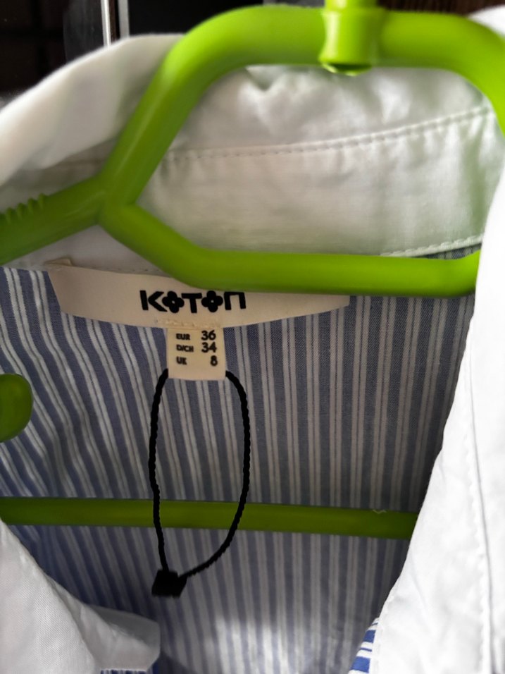 Koton mavi beyaz crop gömlek - Görsel 2