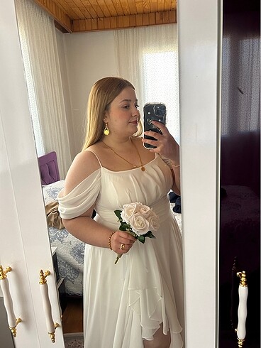 50 Beden beyaz Renk Büyük Beden gelinlik nikah elbisesi