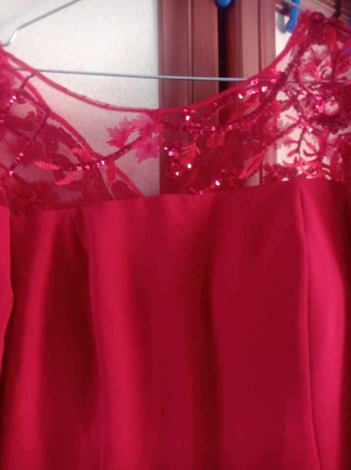 Pembe Uzun Kollu İşlemeli Kadın Abiye Elbise - Görsel 3