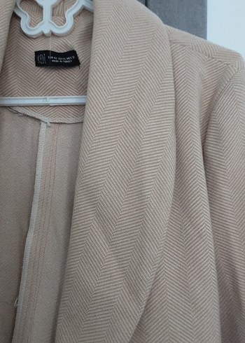 Bej Uzun Kollu Kadın Kaban - Görsel 2