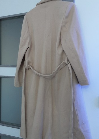 Bej Uzun Kollu Kadın Kaban - Görsel 4