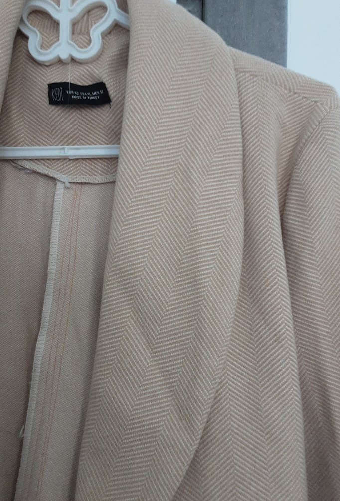 Bej Uzun Kollu Kadın Kaban - Görsel 2