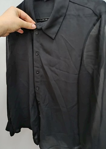 Siyah Düğmeli Kadın Gömlek - Görsel 2