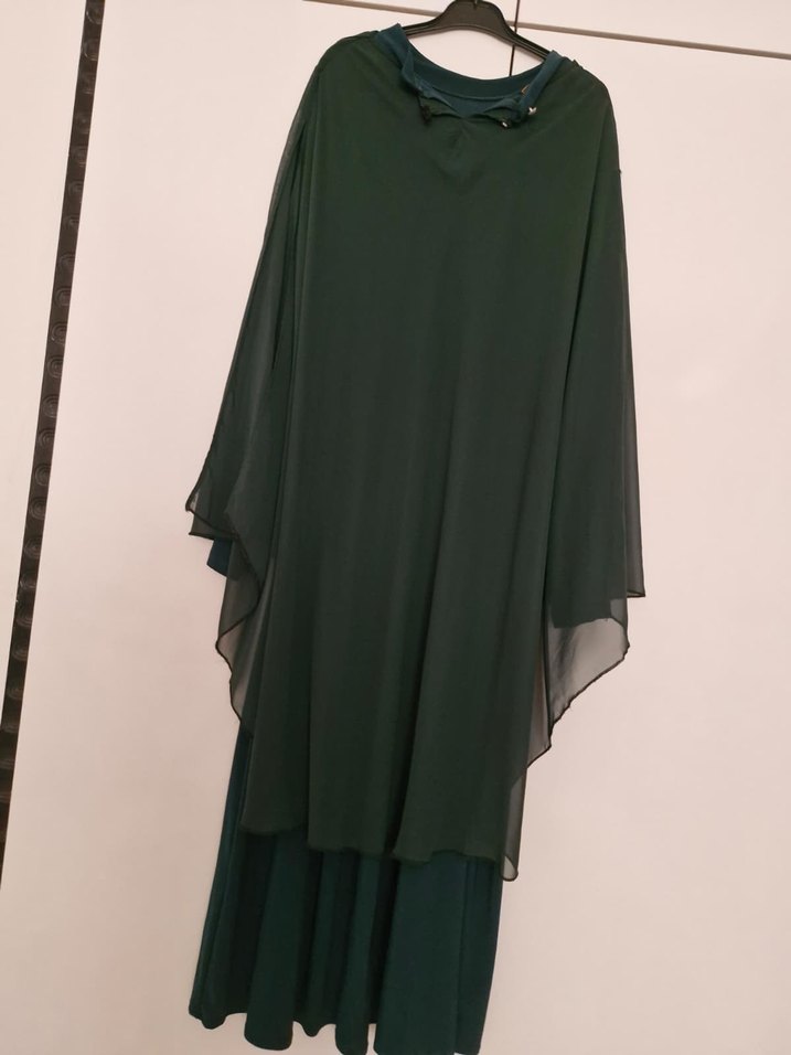 pelerinli Uzun Kadın Elbise - Görsel 2