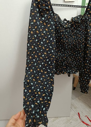 Desenli Siyah Kadın Midi Bluz - Görsel 4