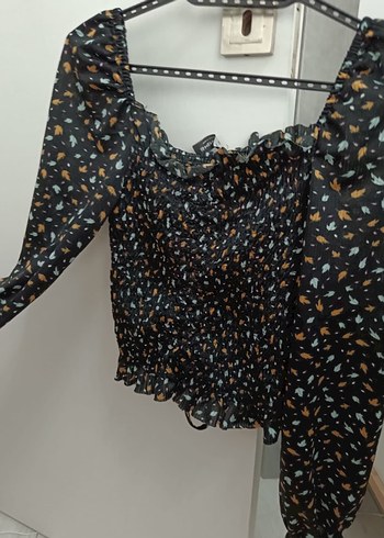 Desenli Siyah Kadın Midi Bluz - Görsel 3