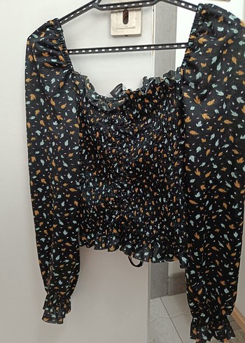 Desenli Siyah Kadın Midi Bluz - Görsel 2