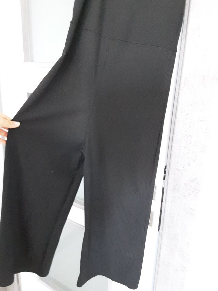 Siyah İpek Görünümlü Midi Tulum - Görsel 3