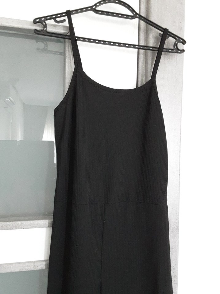 Siyah İpek Görünümlü Midi Tulum - Görsel 2