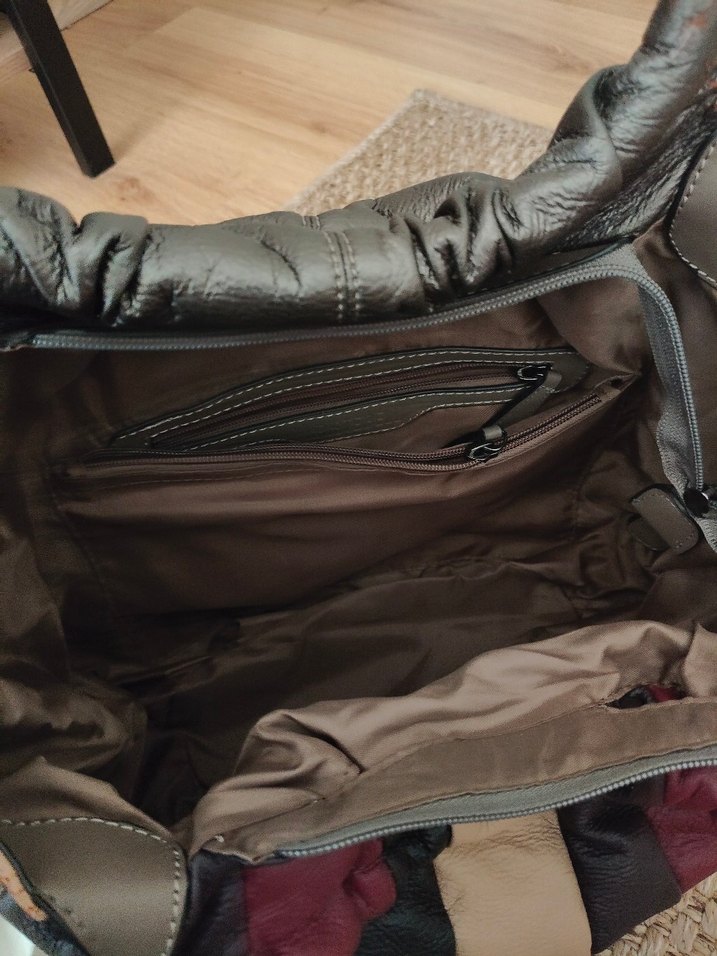 Örgü Saplı Desenli Bordo Deri Kadın Çanta - Görsel 3