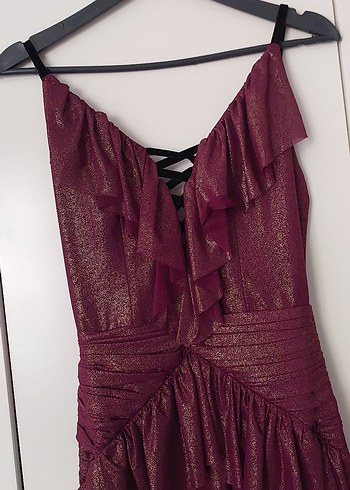 xs Beden Bordo Gece Elbisesi
