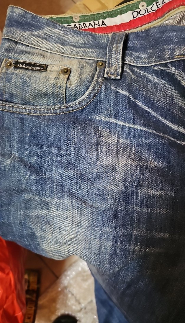 Nakışlı Düğmeli Mavi unisex Kot Pantolon - Görsel 2