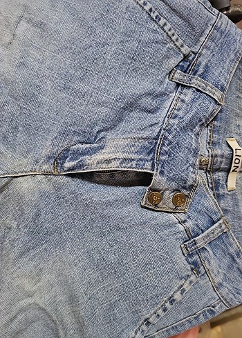 Düğmeli Kadın Mavi Denim Jean, lycra - Görsel 3