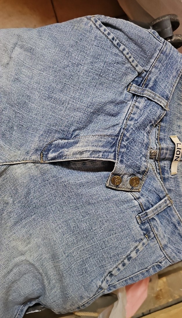 Düğmeli Kadın Mavi Denim Jean, lycra - Görsel 3