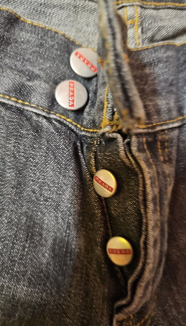 Gri Düğmeli Unisex Denim Pantolon - Görsel 2