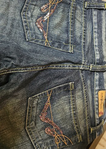 Kadın lacivert, yeşille eskitilmiş Denim Dar Kesim Midi Boy Kot - Görsel 4