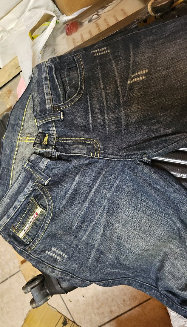 Kadın lacivert, yeşille eskitilmiş Denim Dar Kesim Midi Boy Kot - Görsel 2